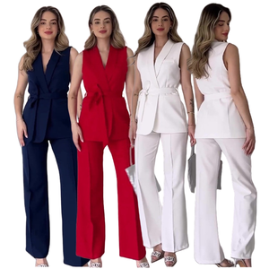 C0318 Conjuntos de Ropa Moderna para Mujer, Trajes Formales Elegantes para Dama, Ropa de Oficina, Conjunto de Dos Piezas de Top y <span class=keywords><strong>Pantalones</strong></span> - Product Image 1