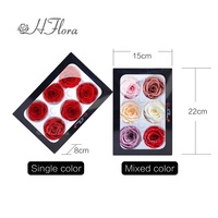 Bunga Mawar Alami Awet Berkualitas Tinggi Grade A Diameter 5~6cm Multi-warna Grosir HFloral untuk Dekorasi Natal