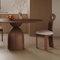 Moderner Vintage-Stil Massivholz Runder Ausziehbarer Esstisch Set Walnussfarbe mit Steinplatte für Wohnzimmer Heim-Möbel