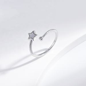 Anillo de Plata de Ley 925 con Concha de Perla y Corazón, Chapado en Oro, Diseño de Estrella Abierta, para Mujer, Precio de Fábrica, Venta al Por Mayor - Product Image 5