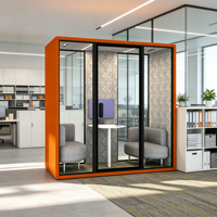 Espace de travail moderne, cabine modulaire en verre mobile, insonorisation acoustique intérieure, préfabriquée, bureau portable pour hôtels et hôpitaux