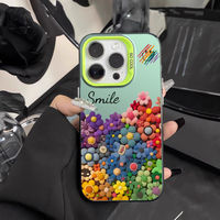 IMD Laser coloré fleur sourire coque de téléphone concepteur personnalisé mode antichoc dur couverture de téléphone portable pour Iphone 17 16 15 14 Pro