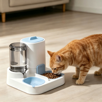 Distributeur automatique d'eau et de nourriture pour animaux de compagnie en plastique, grande capacité, non électrique, station d'alimentation pour chats