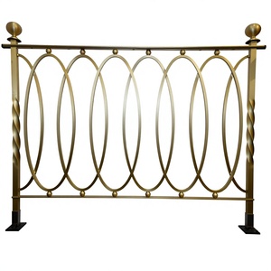 Panneau de balustrade en métal doré moderne, design ovale décoratif, pour balcon, escalier, intérieur, extérieur, en fer. - Product Image 1