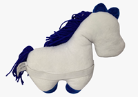 Nouvelle conception de peluche cheval avec rembourrage en coton PP, motifs bleu foncé et crinière – Adorable mascotte pour l'Année du Cheval