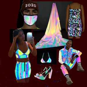 Vải thun polyester phản quang in cầu vồng đổi màu, chất liệu thun co giãn dùng cho quần áo thời trang, áo khoác - Product Image 2