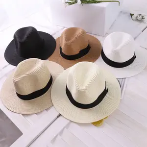 Topi jerami untuk wanita pria grosir kertas topi jerami panama dengan logo kustom