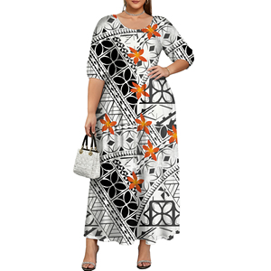 Últimos Vestidos Casuales Maxi sin Cuello Puletasi Tribales Polinesios de Tonga y Samoa para Mujer Tallas Grandes - Product Image 4