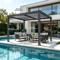 Pergola motorisée en aluminium 6063-T5 avec revêtement en poudre, toit à lamelles télécommandé, bi-climatique, pavillon extérieur, jardin, patio