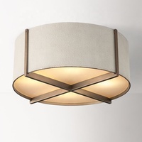 Plafonnier LED rond moderne en tissu pour chambre à coucher, base en acier avec couvercle en acrylique