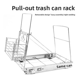 Porta Pattumiera Estraibile in Metallo a Singolo Livello per <span class=keywords><strong>Sottolavello</strong></span>, Regolabile e Scorrevole - Product Image 4