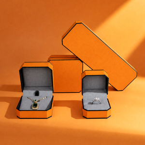 Zebopak Orange Black Trim Pendant <b>Necklace</b> <b>Box</b> Set with Ring Bracelet Storage Case <b>Gift</b> Packaging Boutique Factory - Product Image 1