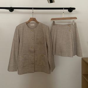 Conjunto de Blazer y Pantalones de Oficina para Mujer, Tejido Casual de Primavera/Verano, Color Sólido, Manga Larga, a la Moda - Product Image 2