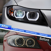 Ensemble de phares LED KGKB pour BMW Série 3 E90 E91 316i 318i 2005-2012, mise à niveau style Angel Eyes, lentille de projecteur, Plug & Play