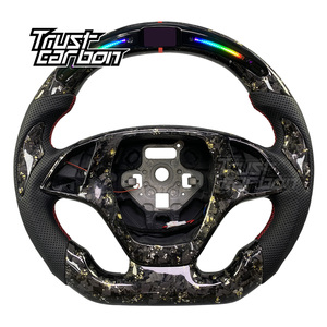 Volante in Fibra di Carbonio LED con Fiocchi d'Oro Personalizzato per Chevrolet <span class=keywords><strong>Corvette</strong></span> C7 Z06 Z51 ZR1 Coupé Cabriolet Grand Sport Camaro - Product Image 1