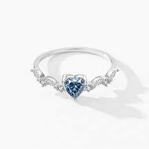 Mode classique <span class=keywords><strong>D</strong></span> couleur 925 argent Sterling coeur coupe Moissanite bague pour femmes bijoux - Product Image 5