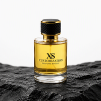 Flacon de parfum cylindrique personnalisé avec logo, 30 ml, 50 ml, 100 ml, atomiseur en verre transparent avec bouchon noir doré pour marque de parfum, vente en gros