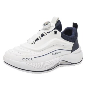 Zapatillas deportivas de malla con cordones para hombre, color blanco, modernas, versátiles, con suela gruesa, deportivas, informales, para correr, estilo papá. - Product Image 5