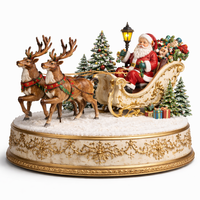 Décoration de Noël artisanale WeiVista en résine, scène européenne avec traîneau du Père Noël et rennes, pour une ambiance festive, idéale pour la maison et la table en hiver.