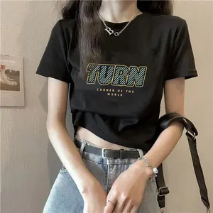 Casual Girls T Shirts Made Of High Quality Cotton Short Sleeve Oversized Sport Tee For Women With Printing Logo