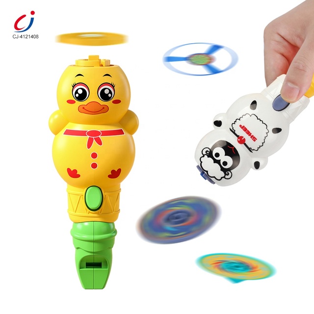 Chengji Juguetes Cartoon Animal Whistle Ejection Spinning Top ufo 3 in 1 Smart Toy Outdoor Toys Catapult Flying Saucer Game