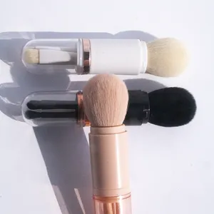 Retractable Powder Brush Portable Makeup Powder Blusher Brush Set For Travel Double Side 4 In 1 Mini Makeup Brush Set