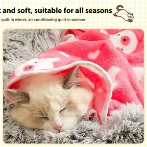 Venta caliente Pet Pink <span class=keywords><strong>Star</strong></span> Pattern Coral Fleece Manta Invierno Cálido Manta para mascotas Producto - Product Image 3