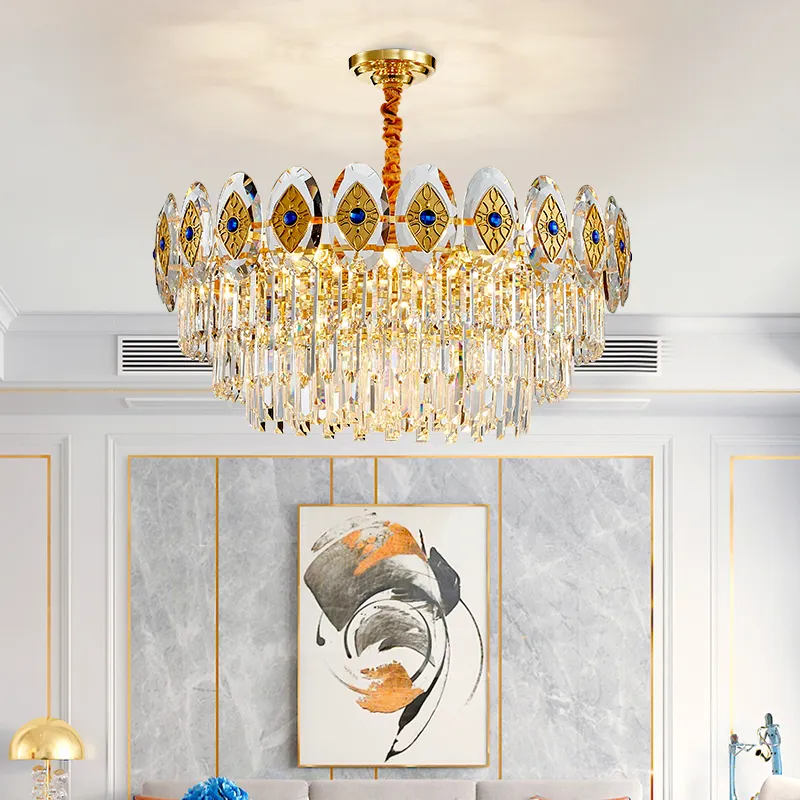 Lampadario moderno in vetro di Murano lampade a sospensione in cristallo per interni soggiorno lampadario in oro trasparente
