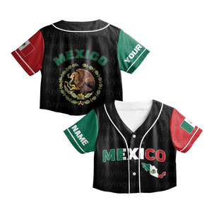 Custom 3D Print Women Crop Top Sport Jersey Shirt Mexican Streetwear Mexico <b>Soccer</b> Baseball Jersey Customized Logo - Product Image 2