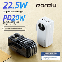 PORPIU haute qualité Portable 60000mah batterie externe intégré LED affichage numérique PD 22.5W Charge rapide pour l'extérieur