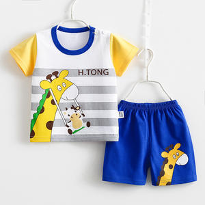 Wholesale Summer 100% Cotton Short Sleeve Baby Clothes Sets Boys Children Kids T-shirt Suit - Product Image 6