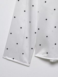 Kemeja wanita lengan panjang bergaya retro, motif polkadot kasual, aksesori syal, mode baru 2026. - Product Image 4