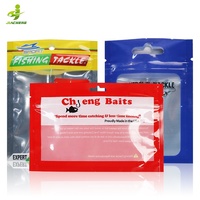 Sac d'emballage d'appât souple en plastique transparent à fermeture à glissière refermable imprimé personnalisé avec 3 joints latéraux avec trou de suspension pour leurre de pêche