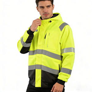 Ropa de <span class=keywords><strong>Trabajo</strong></span> de Alta Visibilidad Personalizada para Comercio Exterior, con Capucha, Forro Polar, Tiras Reflectantes de Poliéster, Diseño de Bloques de Color y Cierre de Cremallera - Product Image 6