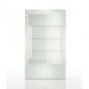 ตู้โชว์ทันสมัย ​​120x40x196 ซม. สีขาวเงา ไฟ LED ประตูกระจกนิรภัย ตู้เก็บของแบบมีกุญแจล็อค - Product Image 2
