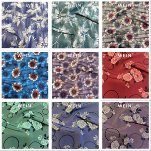 Tela de Poliéster <span class=keywords><strong>Azul</strong></span> con Diseño Floral Koshibo B28 para Vestidos de Novia Hechos a Mano - Product Image 3