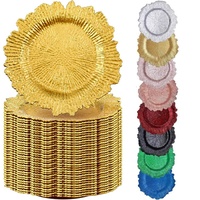 Assiette de présentation de 13 pouces élégante et économique pour mariages et fêtes, motifs personnalisables, réutilisable