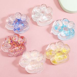 Jouet Squishy Patte de Chat en TPR avec Paillettes Cristallines Kawaii, Anti-Stress et Décompression, Cadeau pour Enfants et Adultes, Âge recommandé : 5 à 7 ans - Product Image 1