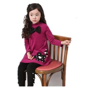 Venta al por Mayor de Ropa Infantil, Vestido Casual de Manga Larga con Lazo para Niñas, de Fábrica China - Product Image 1