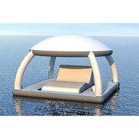 Plateforme gonflable flottante pour jeux aquatiques, équipement de piscine, PVC Drop Stitch, plateforme de jet ski gonflable avec tente