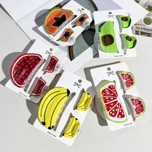 Juego de Pinzas para el Cabello con Forma de Fruta para Mujer, Accesorio de Moda para Vacaciones, Juego de Tres Piezas - Product Image 1