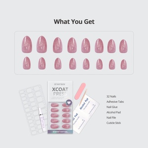 BTArtbox Faux Ongles Artificiels en Gros Courts Amande Rose Effet Œil de Chat Gel Souple X Brillant à Coller Kits d'Ongles à Presser - Product Image 5
