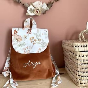 Borsa da viaggio portatile da <span class=keywords><strong>donna</strong></span> per uscire all'ingrosso di velluto a coste marrone e <span class=keywords><strong>bianco</strong></span> con giunzione alla moda zaino da <span class=keywords><strong>donna</strong></span> - Product Image 5