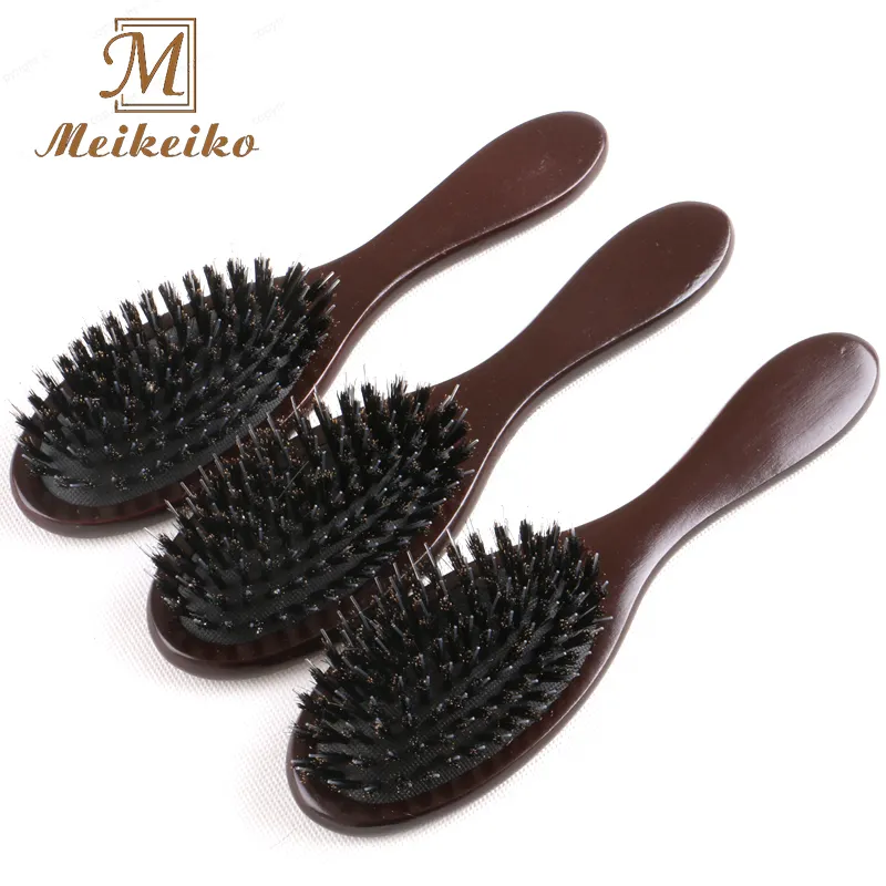 Natural Boar Bristle Hairbrush Massage Comb Anti-static Hair Scalp Paddle Brush Beech Wooden Handle Hair Brush Comb Styling Tool