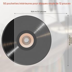 50 Packs Acid Free Clear Vinyl <b>Record</b> <b>Storage</b> PP Flat Bag Recyclable Collector Protector Sleeves for Album - Product Image 2