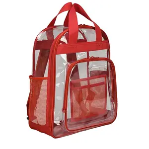 Customized See Through Stadium Approved transparent pvc bag For Student School Travel clear backpack school bag