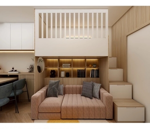 Lit superposé en bois avec canapé et canapé-lit, idée de lit superposé pour adultes avec escalier, nouveau design - Product Image 6