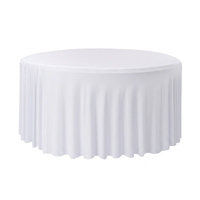 Gevormde ronde tafelkleed met geplooide rok, één geheel van spandex, tafelhoes voor bruiloft, banket, feest, hotel, evenement