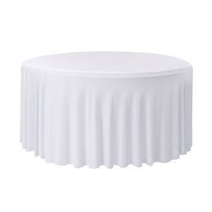 Nappe ronde ajustée avec jupe plissée, housse de table monobloc en spandex pour mariage, banquet, fête, hôtel, événement - Product Image 1