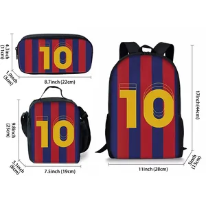 Erkek kız için en iyi hediyeler üç parçalı Set futbol forması desen su geçirmez 3D karikatür çocuklar için okul sırt çantası fermuar - Product Image 2